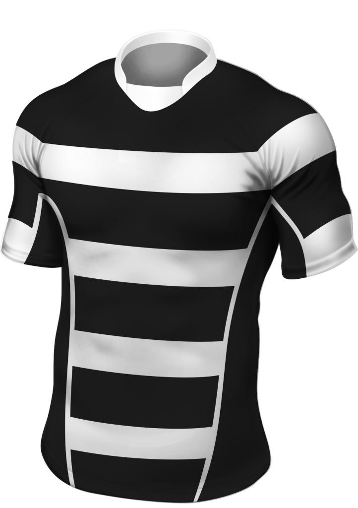 black white rugby shirt